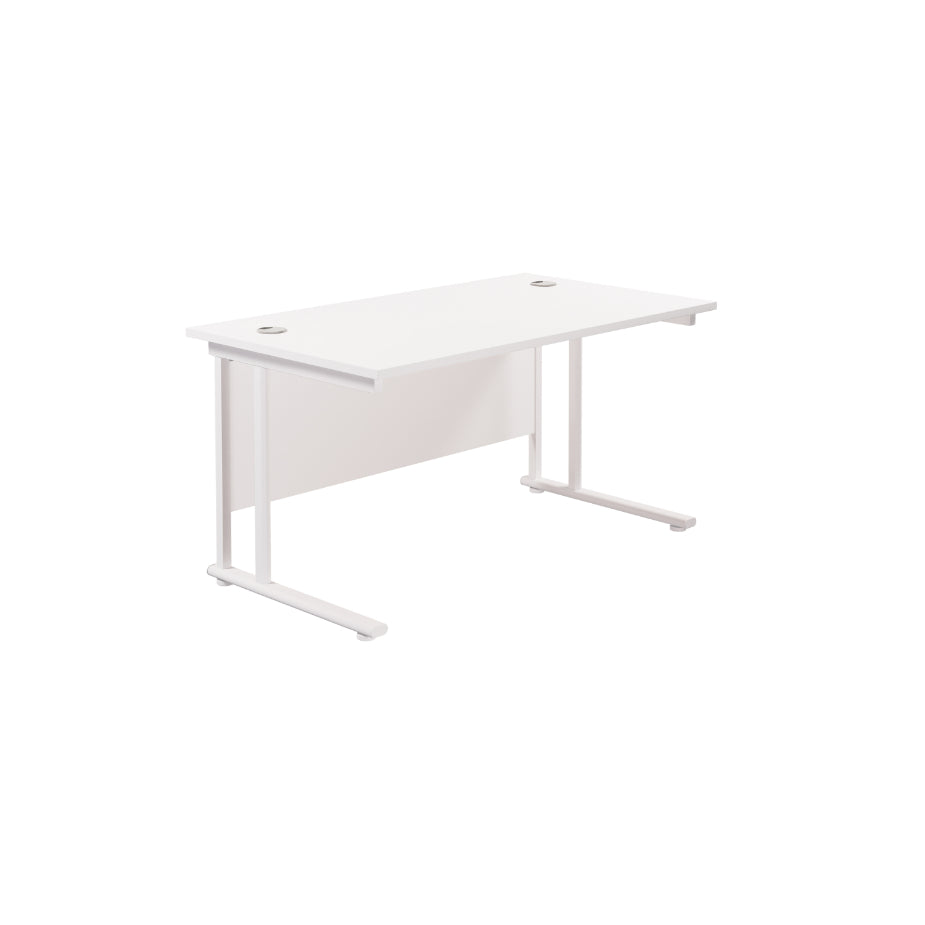 Office Desk with 3 Drawer Mobile Pedestal in a White Finish image 3