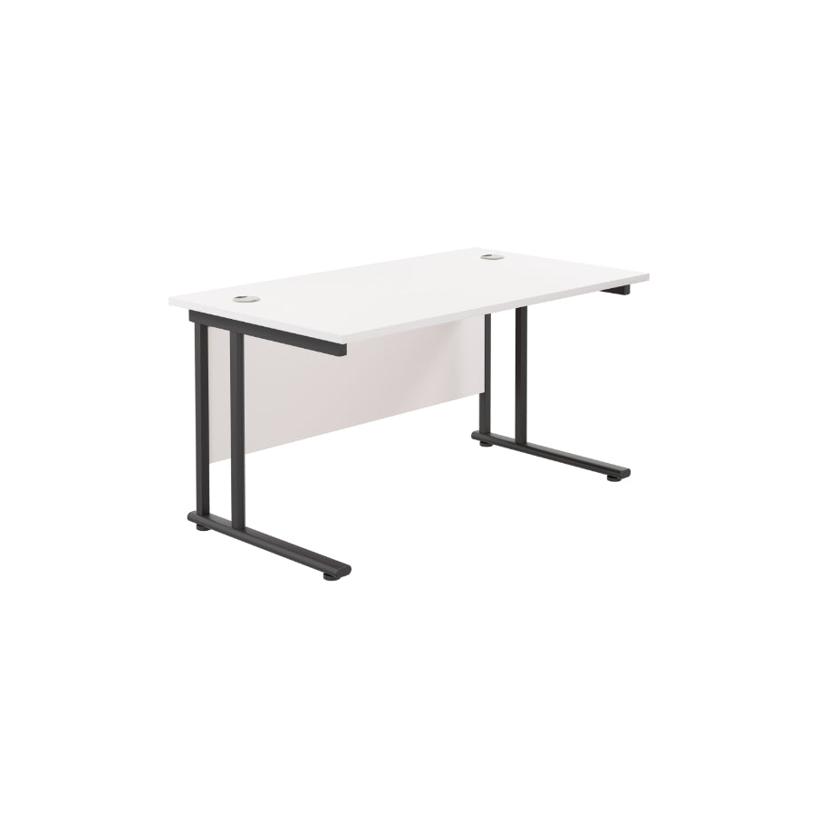 Office Desk with 3 Drawer Mobile Pedestal in a White Finish image 2