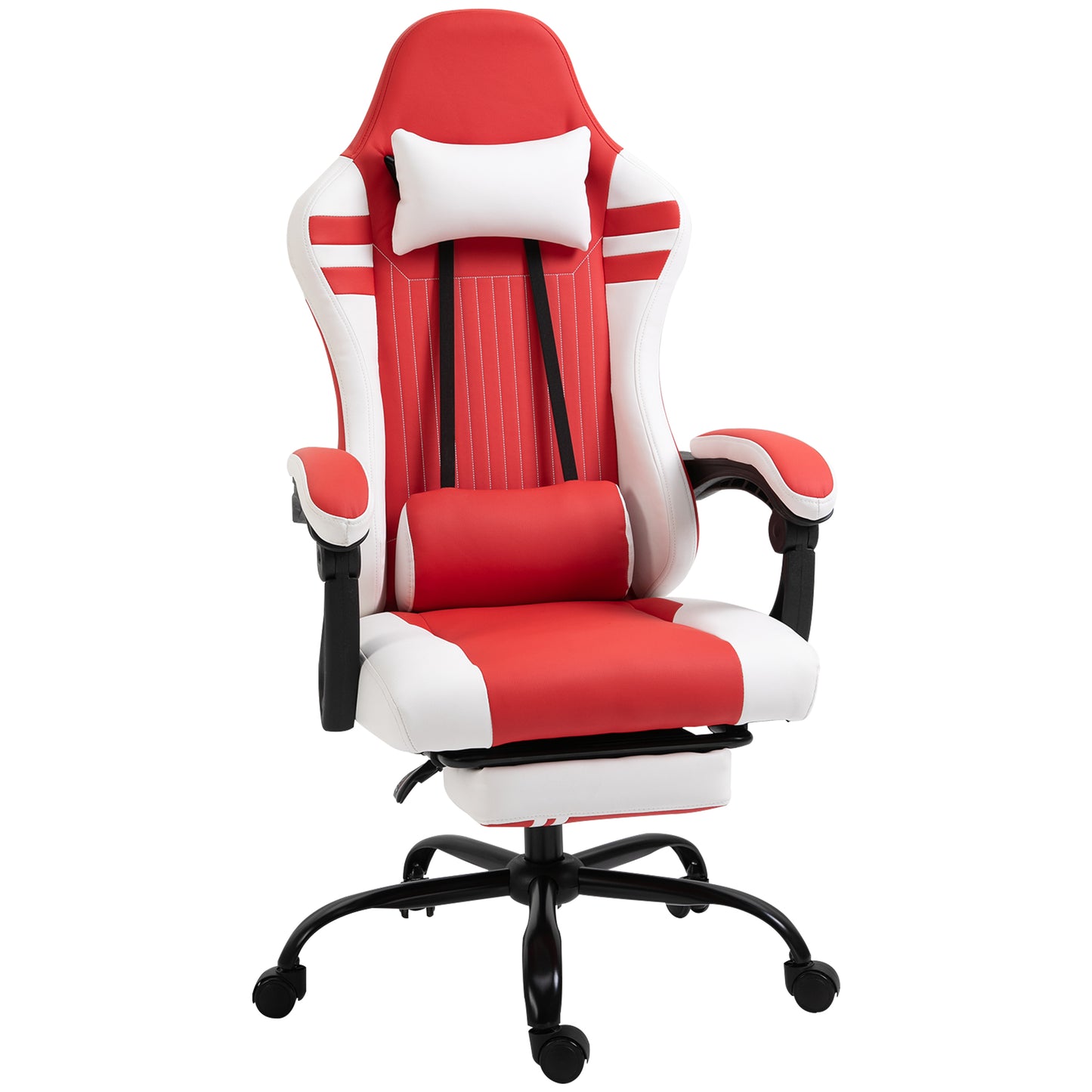 PU Leather Gaming Chair with Headrest, Footrest, Wheels image 0