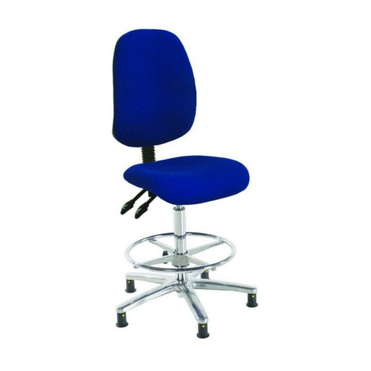 Chrome High Back Fabric Draughtsman Chair