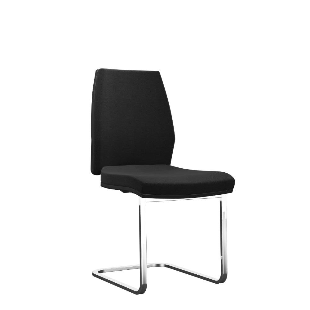 Rome Black Upholstered Cantilever Chair with Chrome Frame