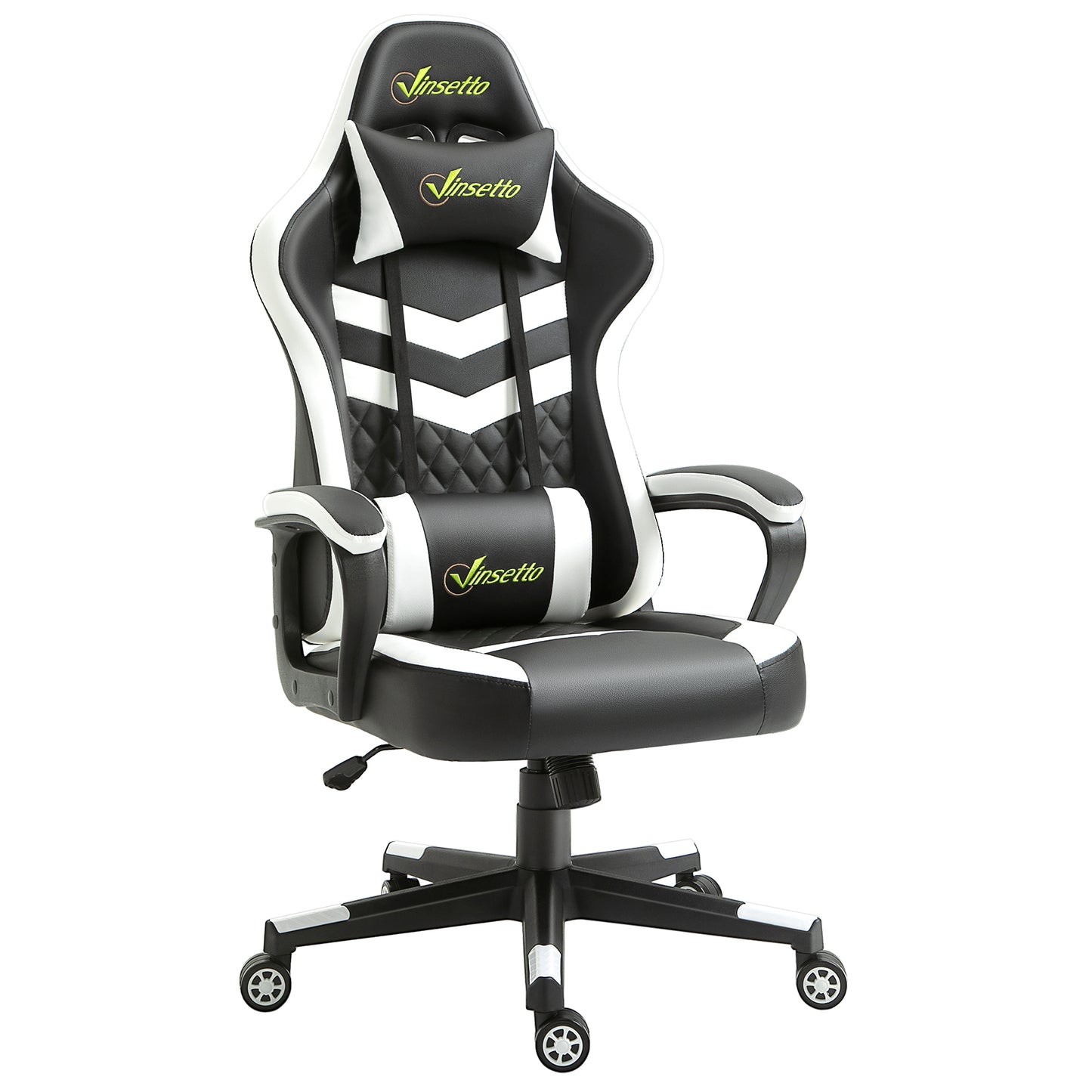 Gaming Chair, Computer Desk Chair with Lumbar Support, Black White