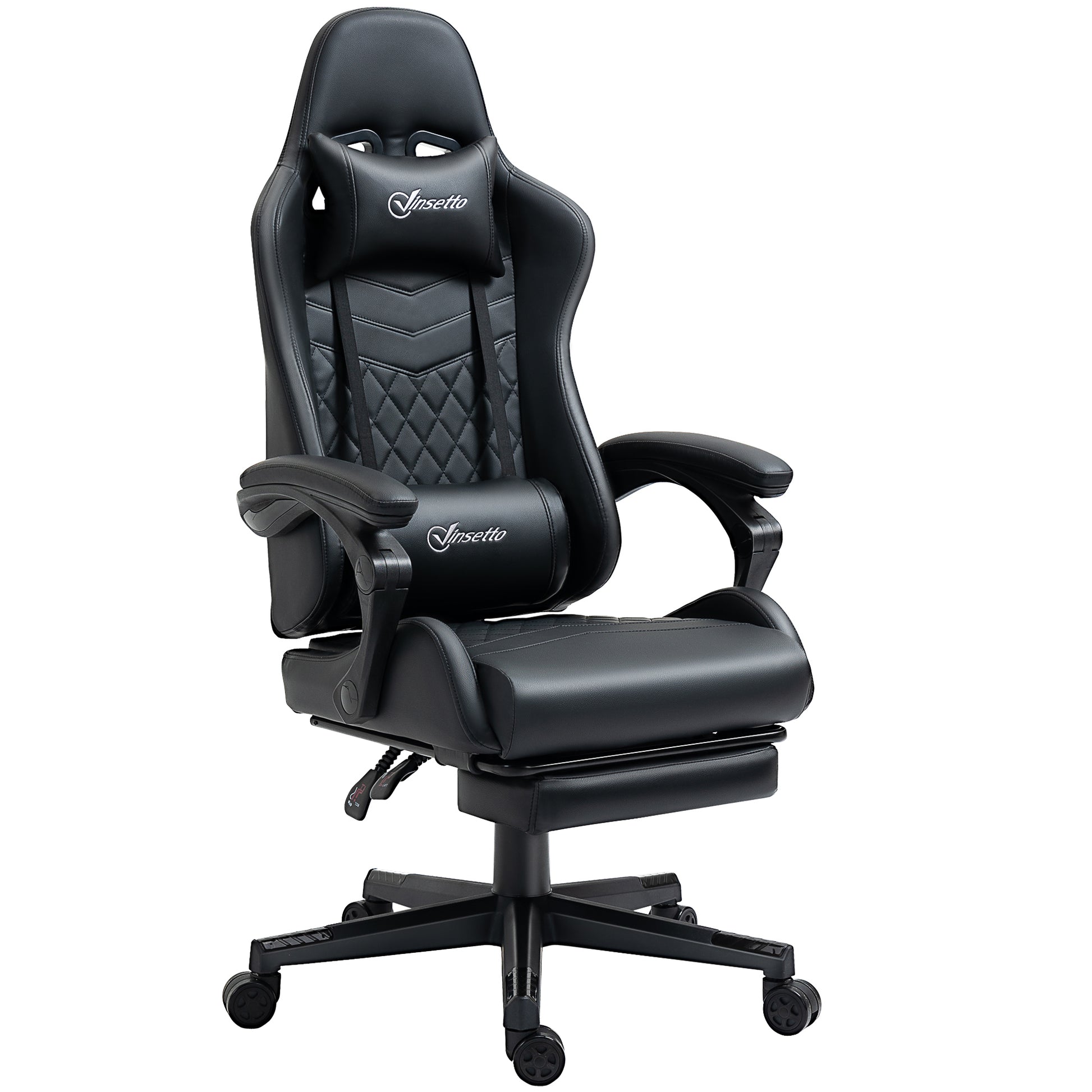 Computer Gaming Chair with Footrest, Video Gaming Chair, Black