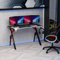 1.2m Gaming Desk w/ RGB Light Steel Frame, Black