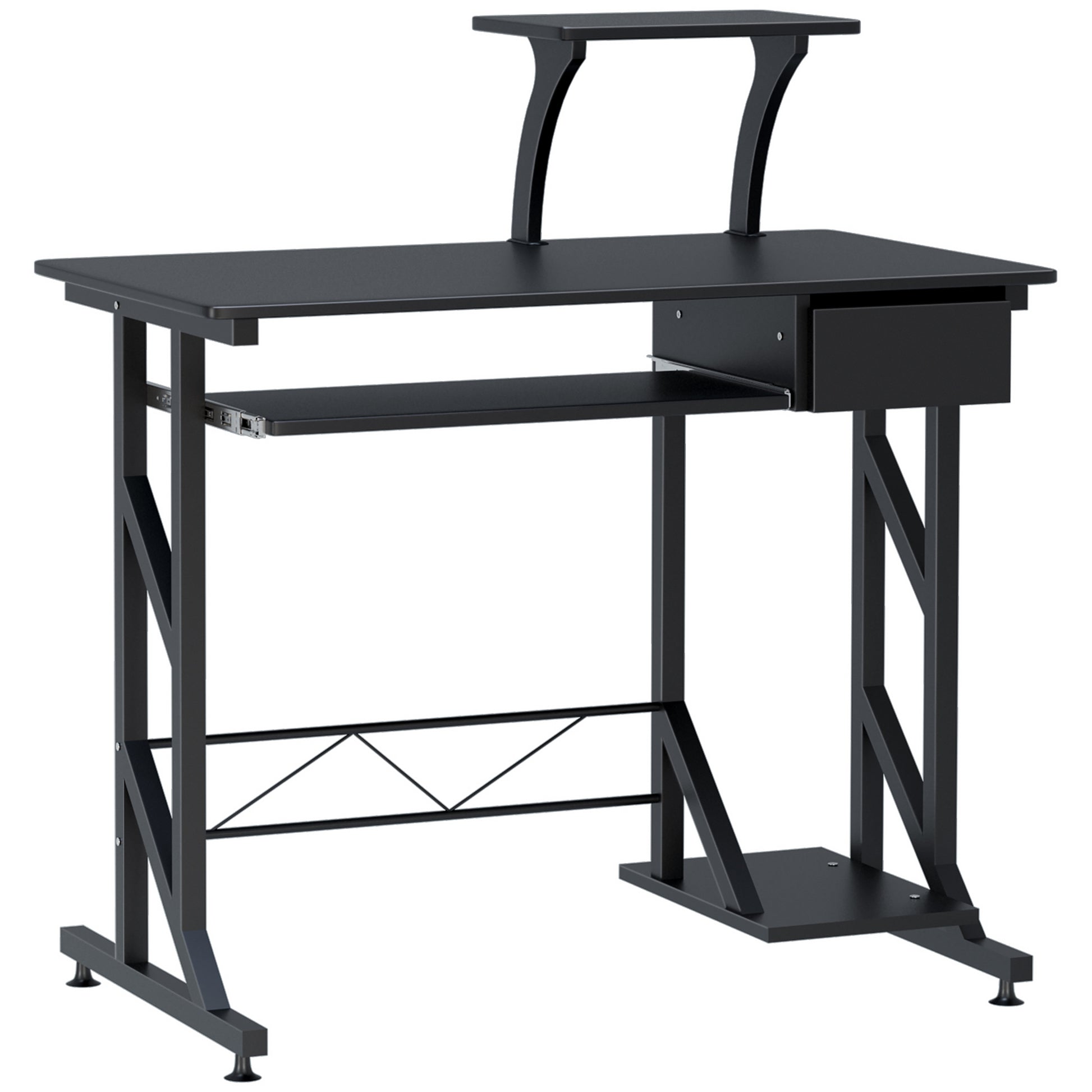 Computer Desk with Display Stand, Keyboard Tray Drawer and Host Box Shelf, Black