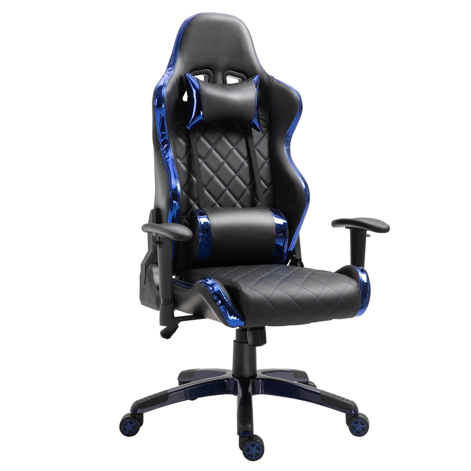 Holographic Stripe Gaming Chair Ergonomic PU Leather High Back 360 deg. Swivel