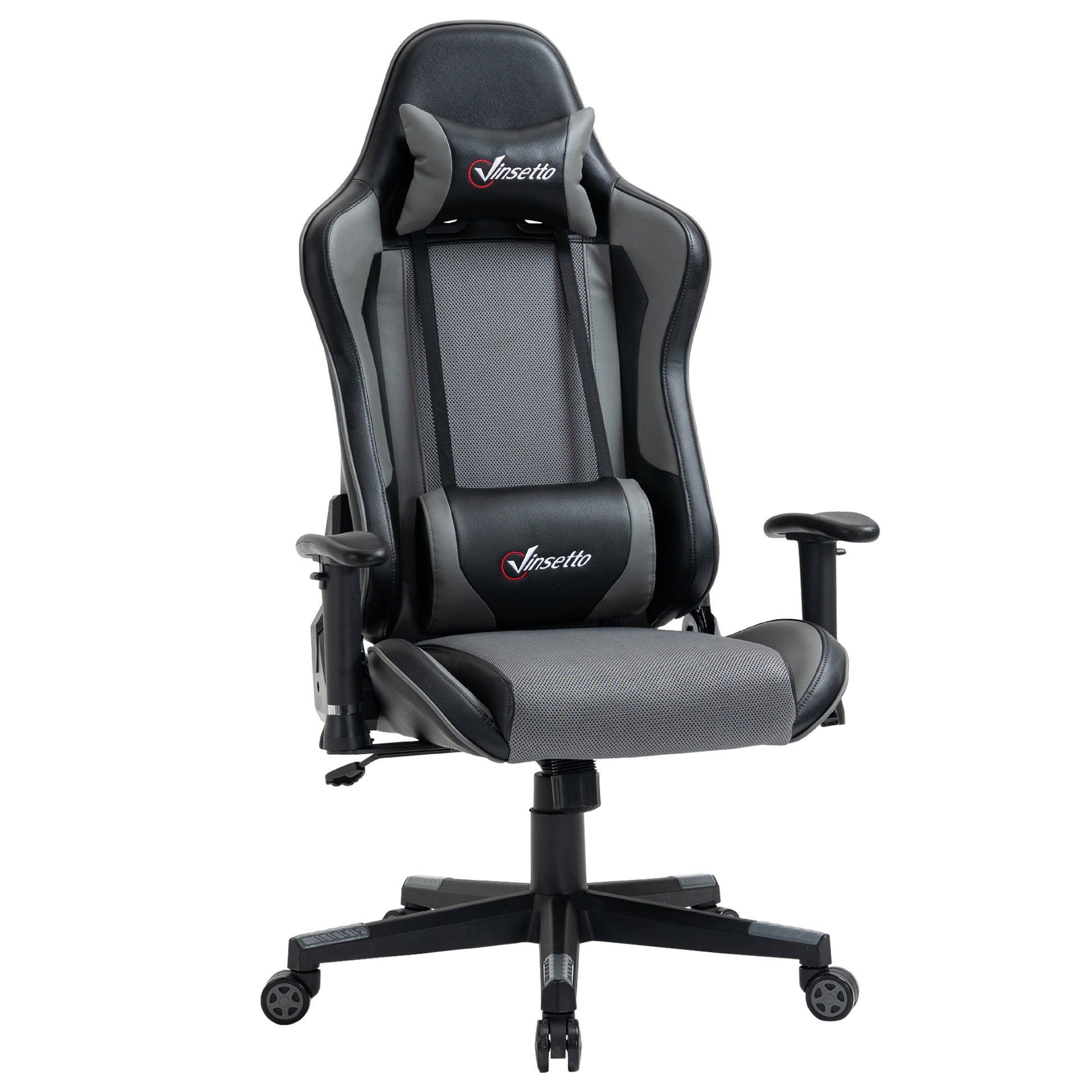 Gaming Chair Racing Style Chair with Headrest and Lumbar Support, Grey