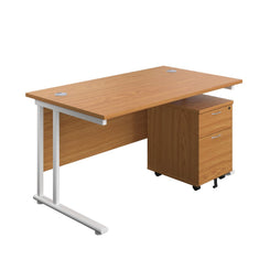 Office Desk with 2 Drawer Mobile Pedestal in an Oak Finish