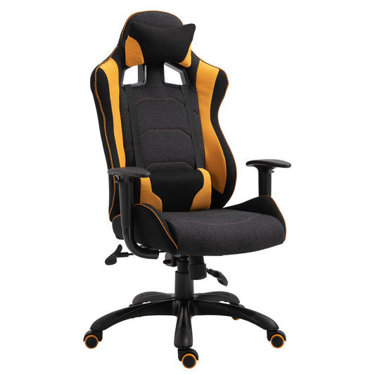 Polyester Ergonomic Gaming Chair w/ Adjustable Pillow Orange