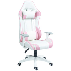 Faux Leather Colour Block Gaming Chair, 135 deg. Reclining Back - Pink/White