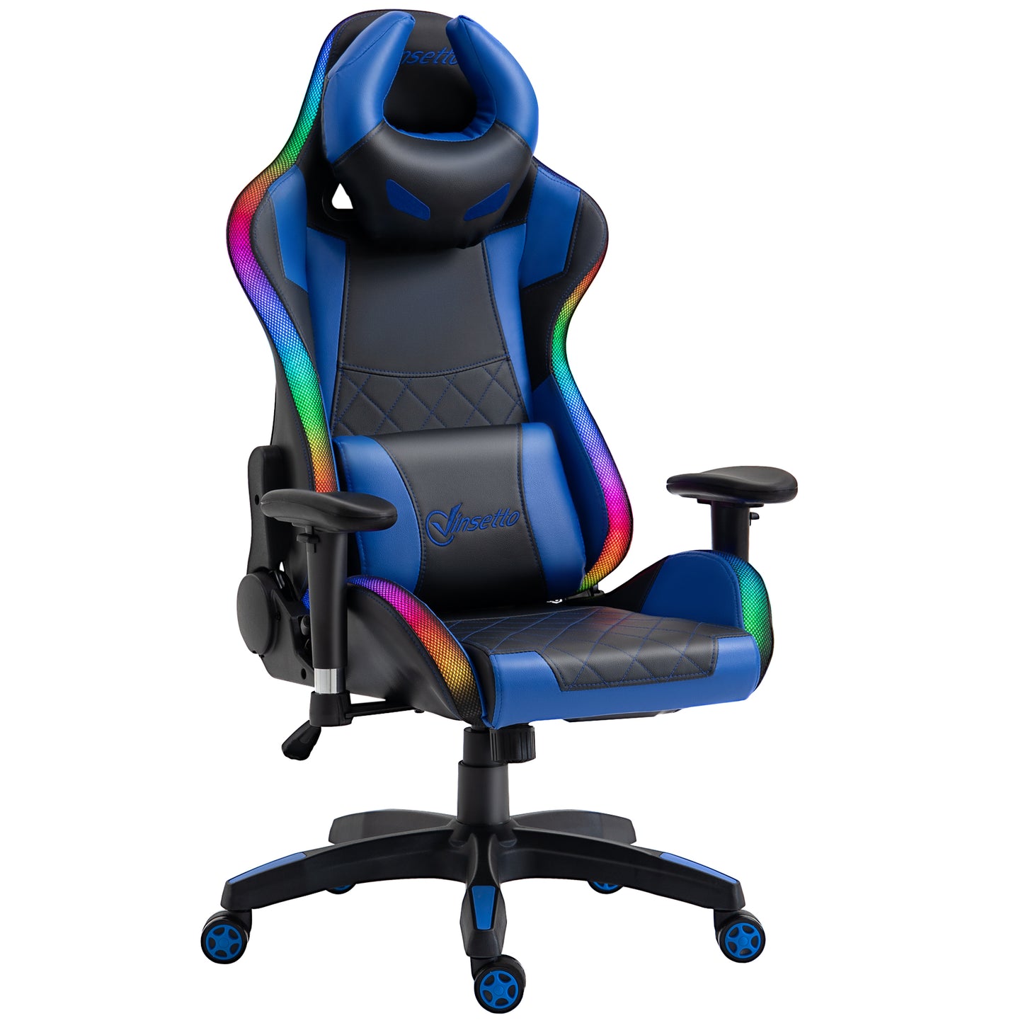 Racing Gaming Chair with RGB LED Light, Lumbar Support