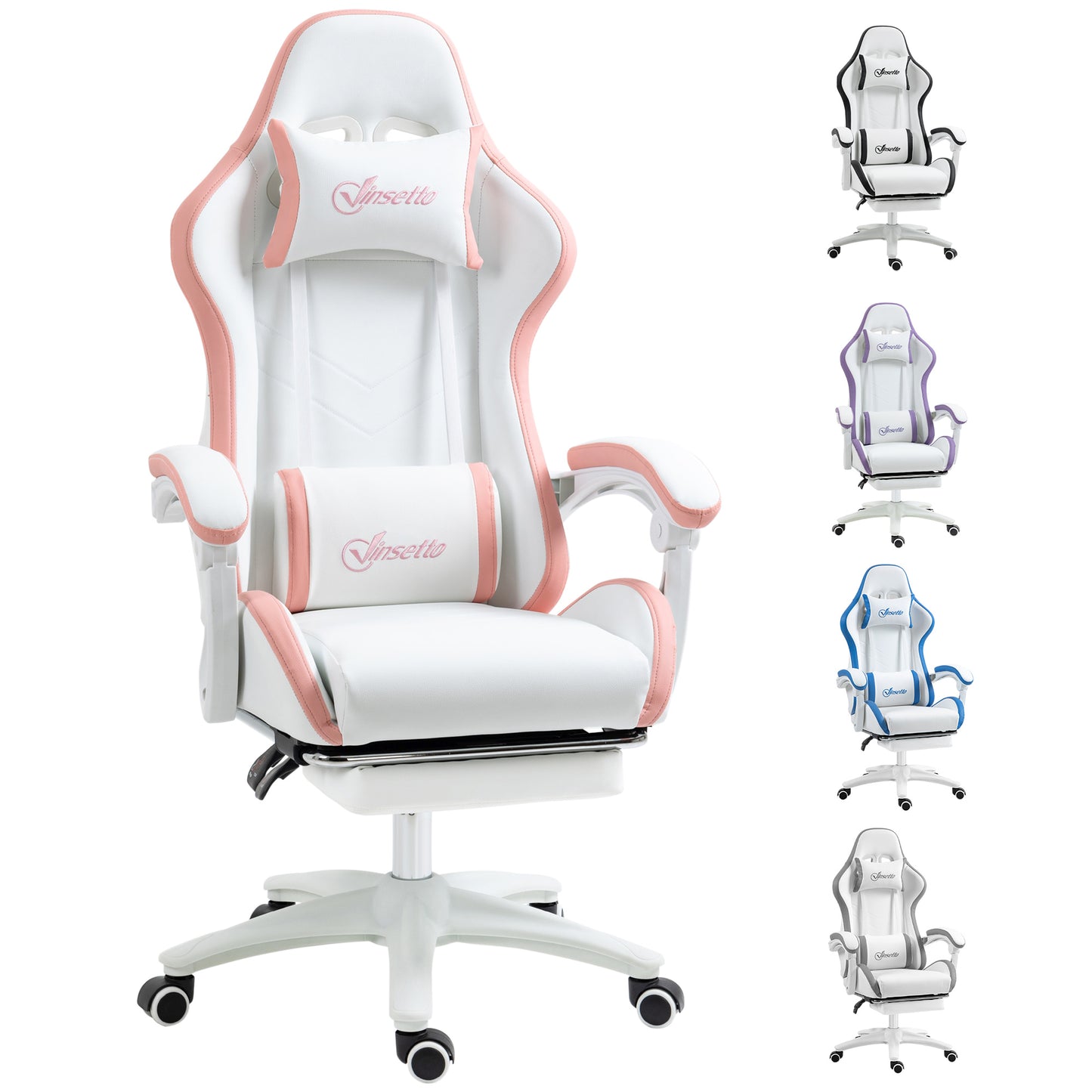 Computer Gaming Chair with Footrest, Swivel Task Chair, Lumbar Support