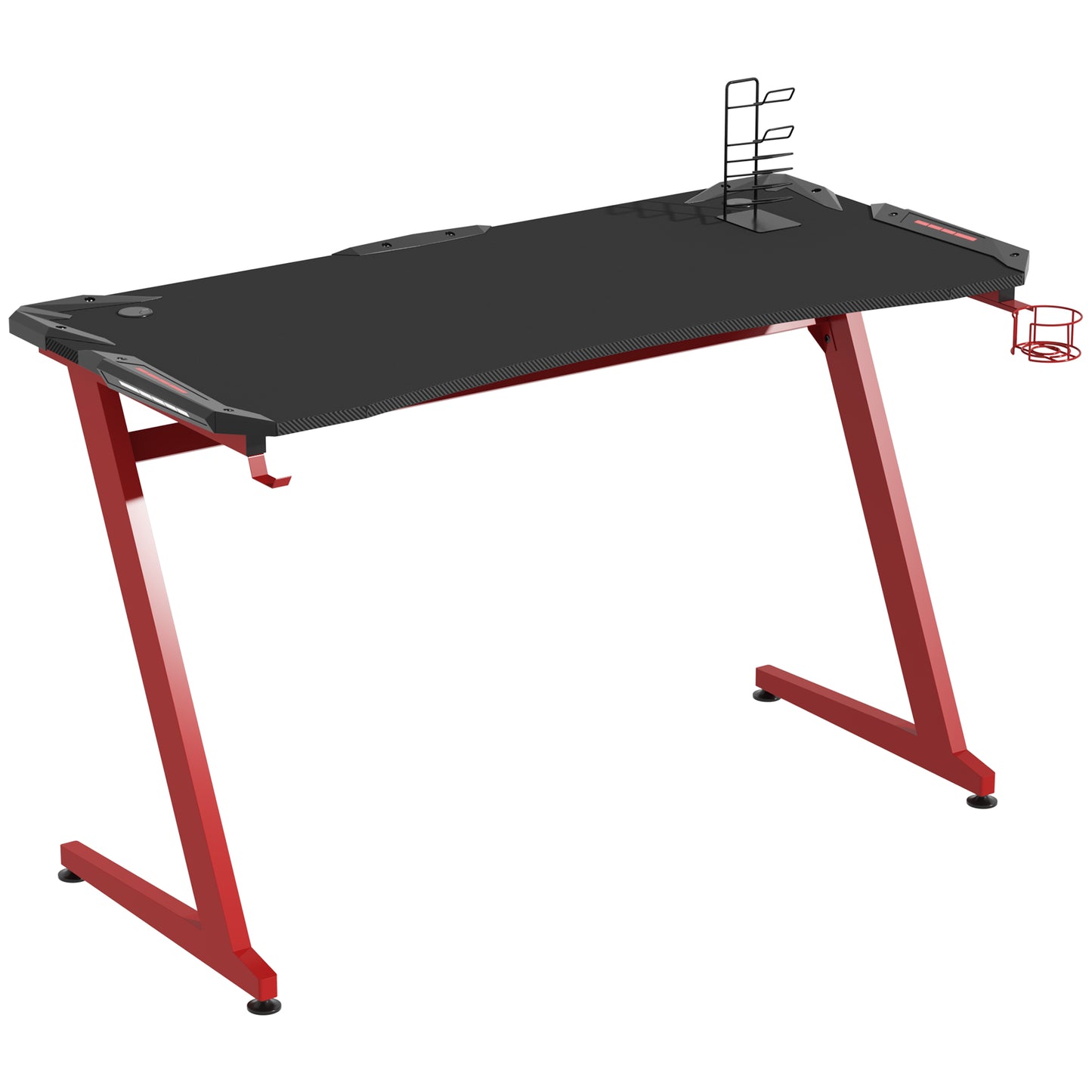 Gaming Desk, Carbon Fibre Covered Desk, Gamer Workstation, Black and Red image 0