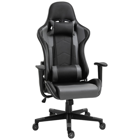 Gaming Chair, Racing Chair, Head Pillow and Lumbar Support, Black image 0